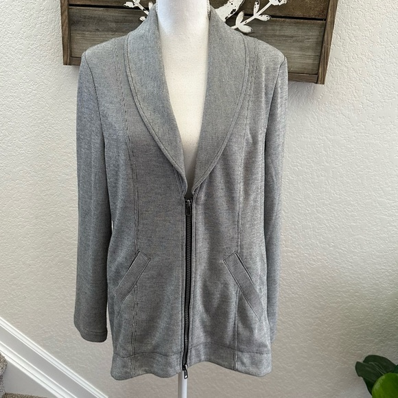 Cabi 5300 Drop Off gray stretch knit blazer jacket coat full zip ladies size M - Picture 1 of 13